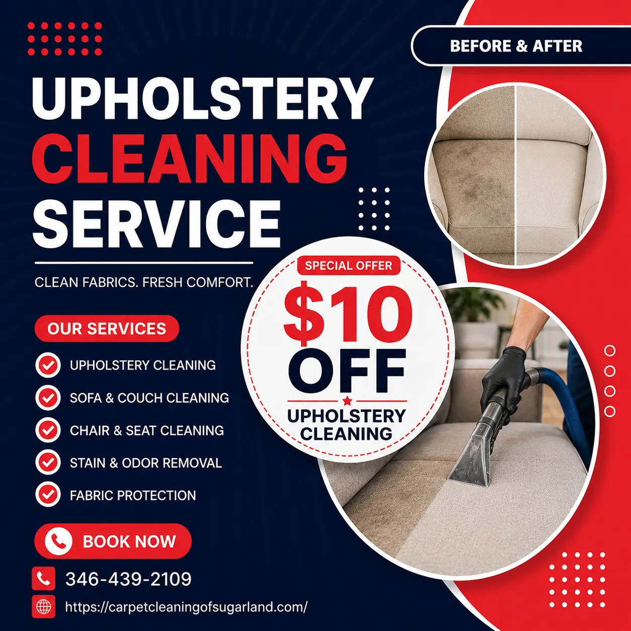 Upholstery Cleaning of Sugar land TX offer